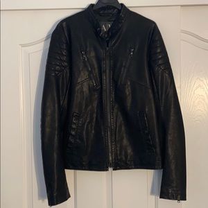 AX Faux Leather Jacket w/ Padded Sleeves (Medium)